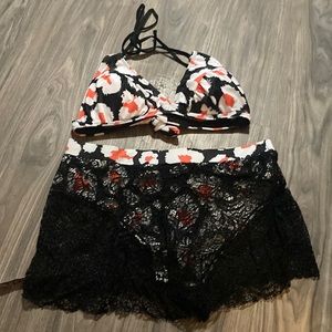 SELINK Women Halter Bikini Set 2 Piece Lace Swimsuit Self Tie  XL